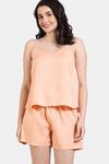 Zivame Checkered Sheen Woven Shorts Set - Pink Sand — thumbnail 2